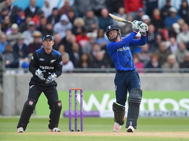 Jos Buttler on his way to a 66-ball century in the first ODI